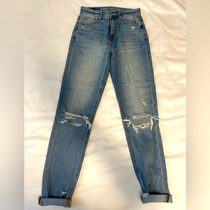 American Eagle Outfitters High Waisted Straight Leg Ripped Jeans